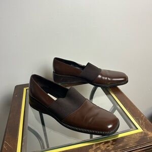 Mezlan Vintage Platform Chocolate Brown pull on Shoes Size 8.5N Academia